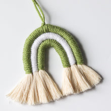 Load image into Gallery viewer, Green Rainbow Macrame Ornament
