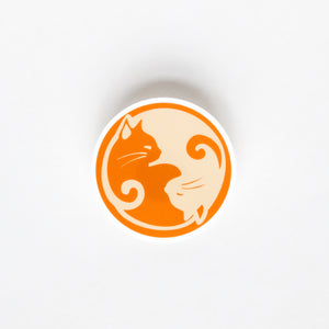 Orange Gato Ying Yang Sticker